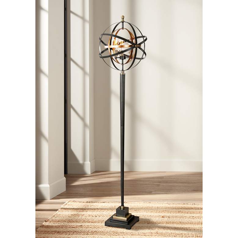 Image 1 Uttermost Rondure 72" Metal Armillary Sphere Floor Lamp