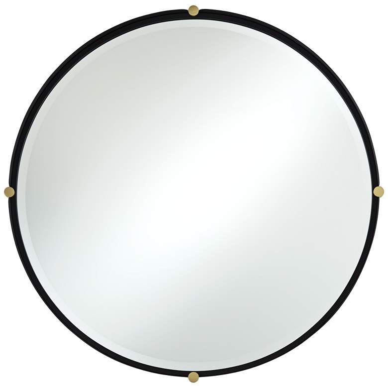 Image 2 Uttermost Ronson 34" Gold and Matte Black Round Wall Mirror