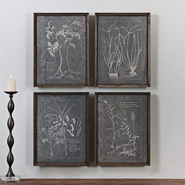 Image 1 Uttermost Root Study 4-Piece 23 3/4"H Framed Wall Art Set