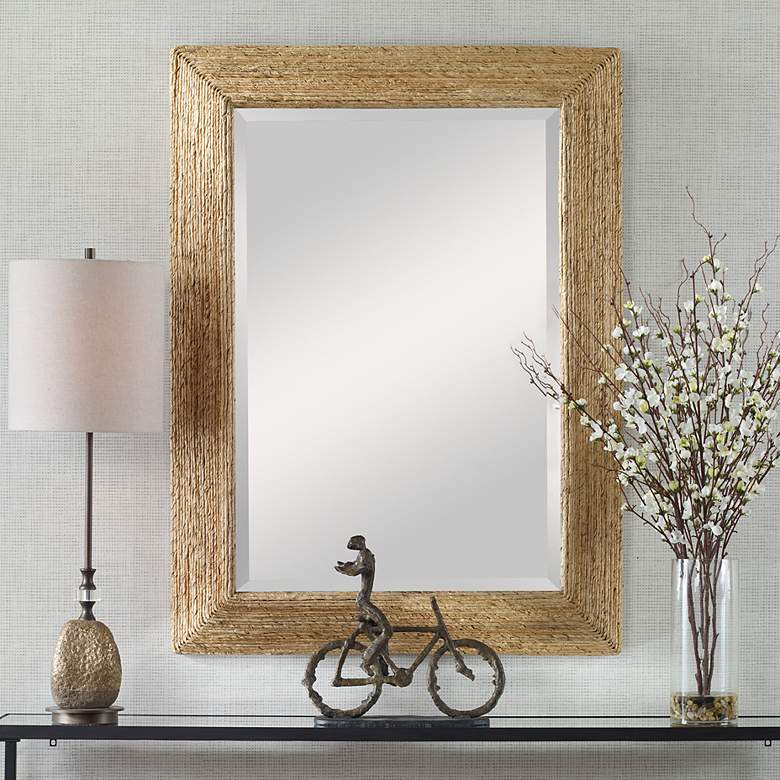 Image 1 Uttermost Rora 46" x 34" Natural Banana Plant Wall Mirror