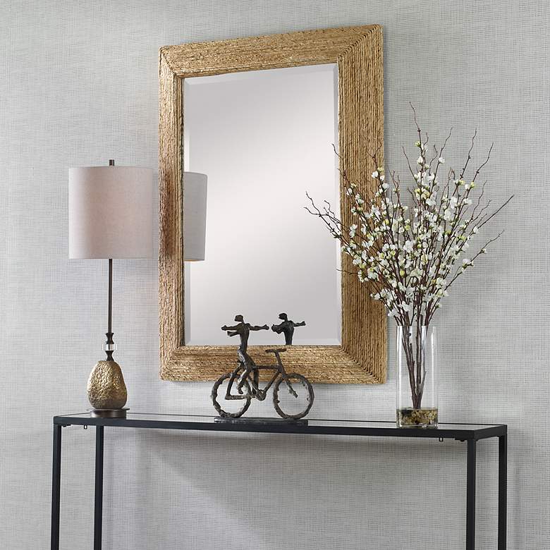 Image 3 Uttermost Rora 46" x 34" Natural Banana Plant Wall Mirror more views