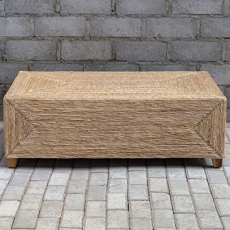 Image 4 Uttermost Rora 48" Wide Natural Woven Banana Coffee Table more views