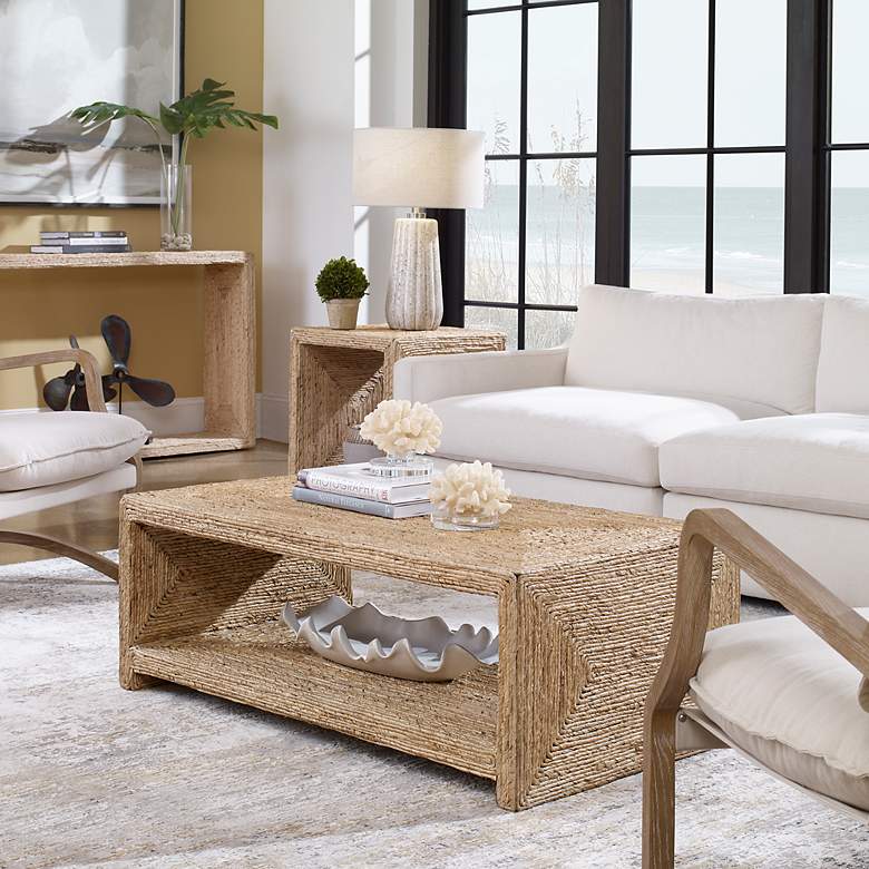 Image 3 Uttermost Rora Open 46"W Natural Woven Banana Coffee Table more views
