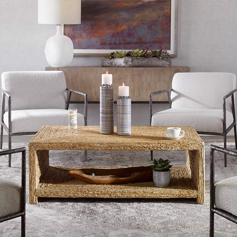 Image 4 Uttermost Rora Open 46"W Natural Woven Banana Coffee Table more views