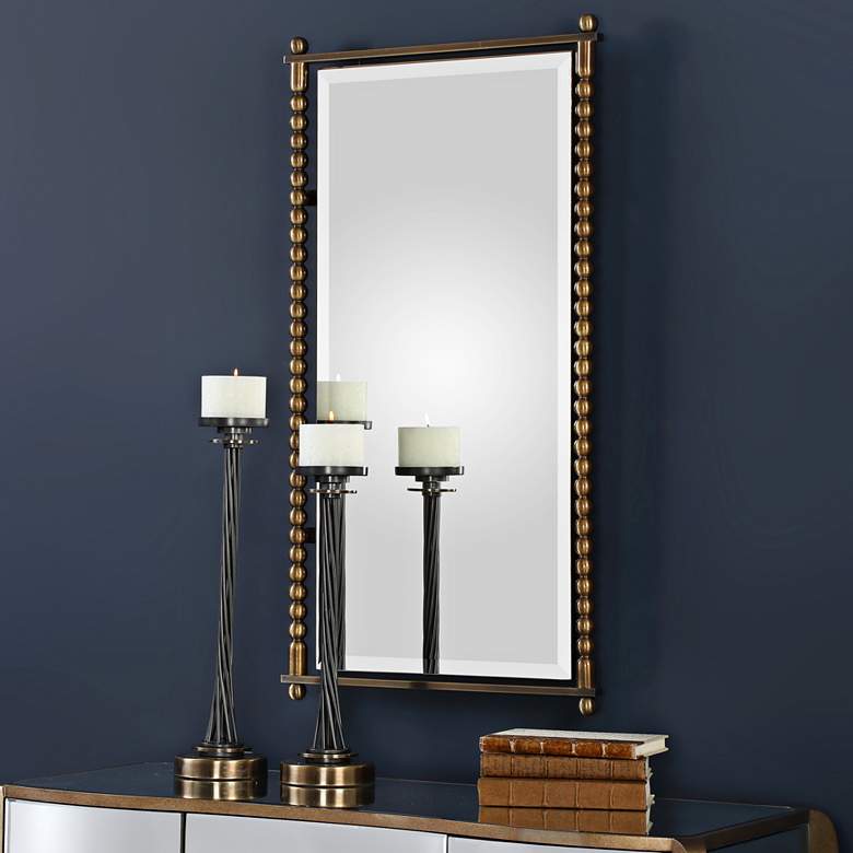 Image 1 Uttermost Rosabel Antiqued Brass 21 1/2 inch x 42 inch Wall Mirror