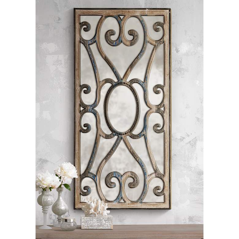 Image 1 Uttermost Rosalind Taupe Wood 24" x 48" Wall Mirror