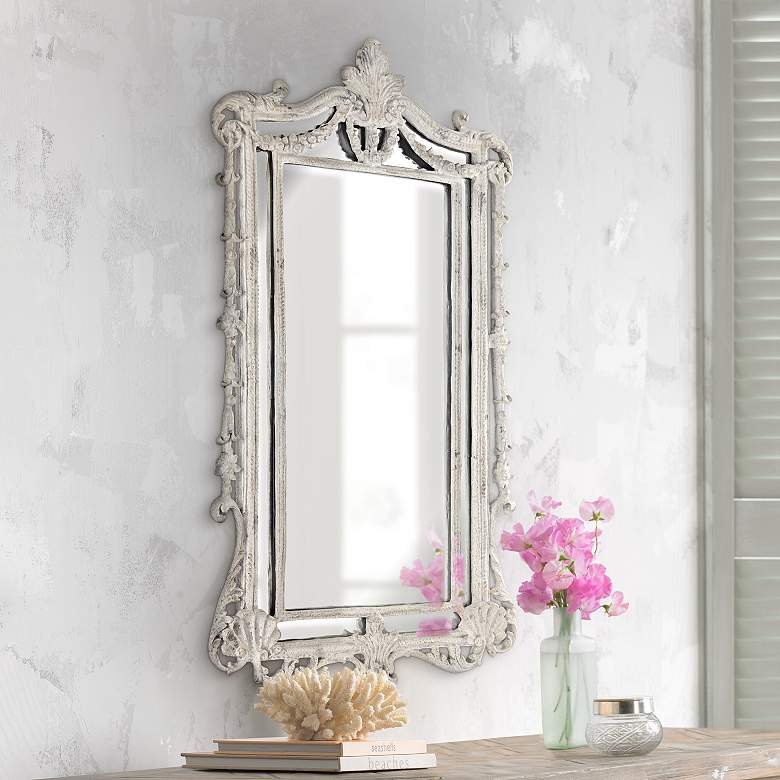 Image 1 Uttermost Roseau Ivory 23 1/2 inch x 41 1/4 inch Wall Mirror