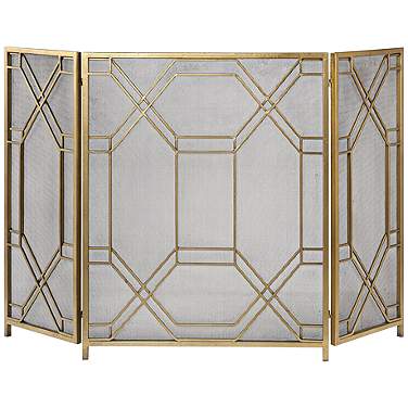 Uttermost Rosen 52 1/2" Wide Antiqued Gold Leaf Fireplace Screen