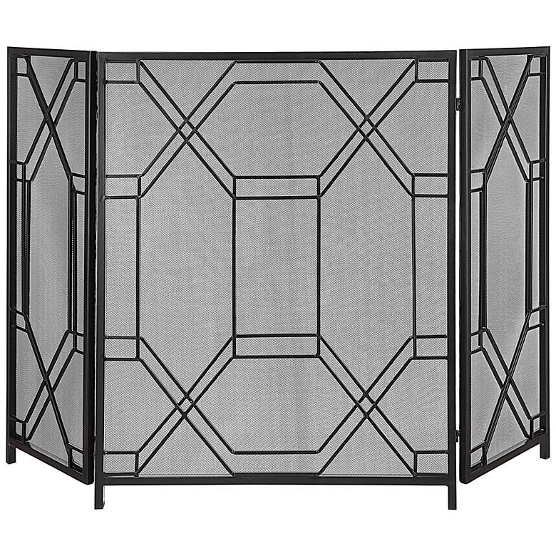 Image 1 Uttermost Rosen Satin Black 34 inch High Fireplace Screen