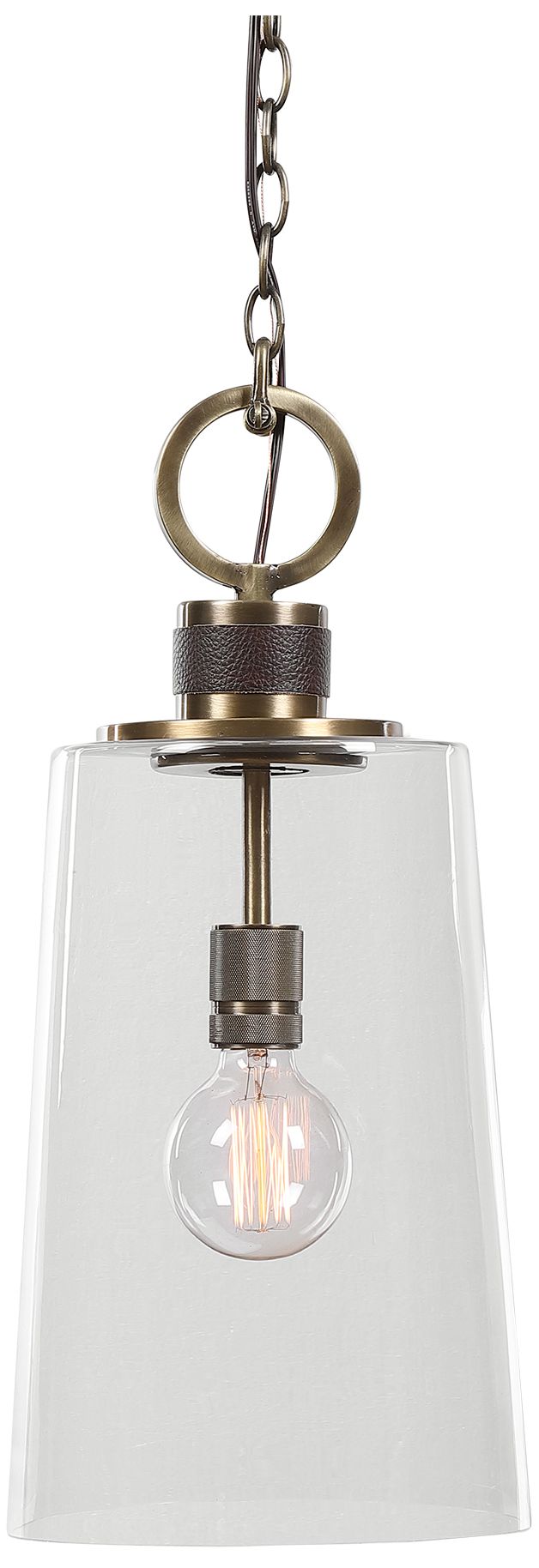 Image 2 Uttermost Rosston 10" Antique Brass 1-Light Mini Pendant