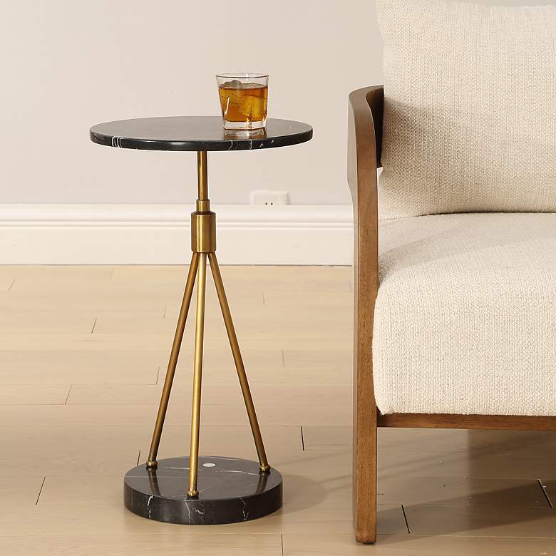 Image 1 Uttermost Rosston 24" High Black Marble and Metal Accent Table