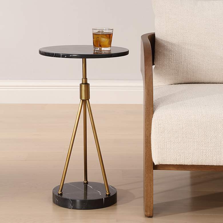 Image 3 Uttermost Rosston 24" High Black Marble and Metal Accent Table more views