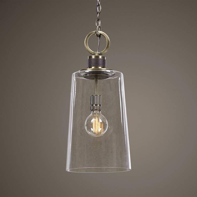 Image 1 Uttermost Rosston Antique Brass Mini Pendant Light