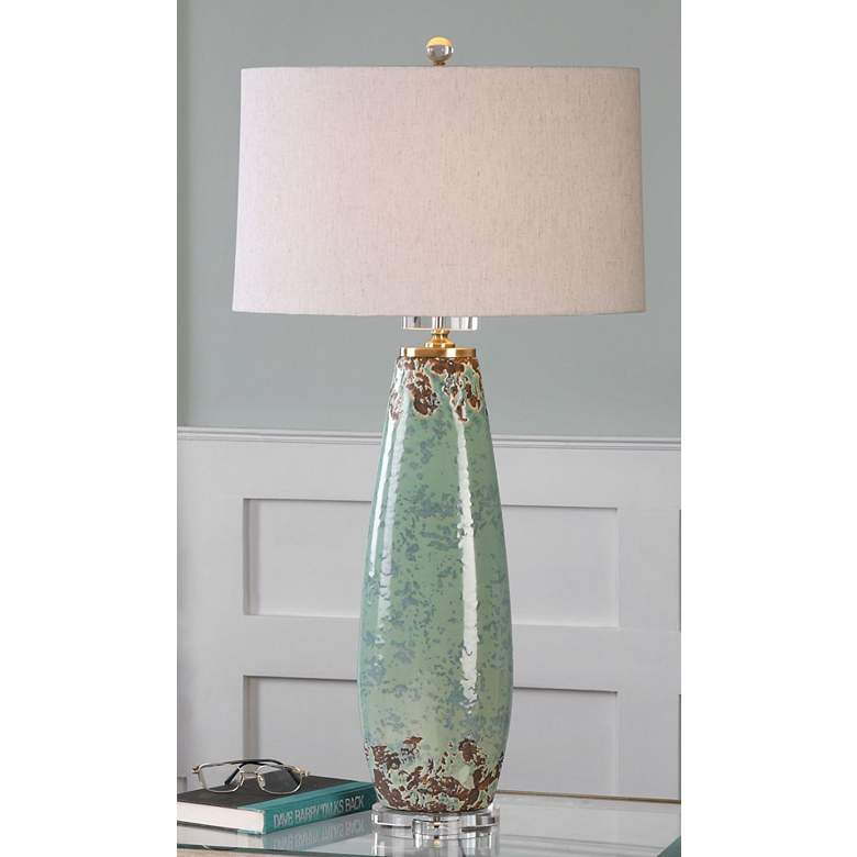 Image 3 Uttermost Rovasenda Pale Mint Green Ceramic Table Lamp more views