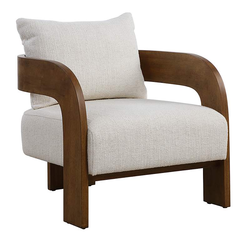 Image 2 Uttermost Rowan Ivory Fabric and Oak Wood Accent Chair