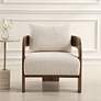 3_Uttermost Rowan Ivory Fabric and Oak Wood Accent Chair more views