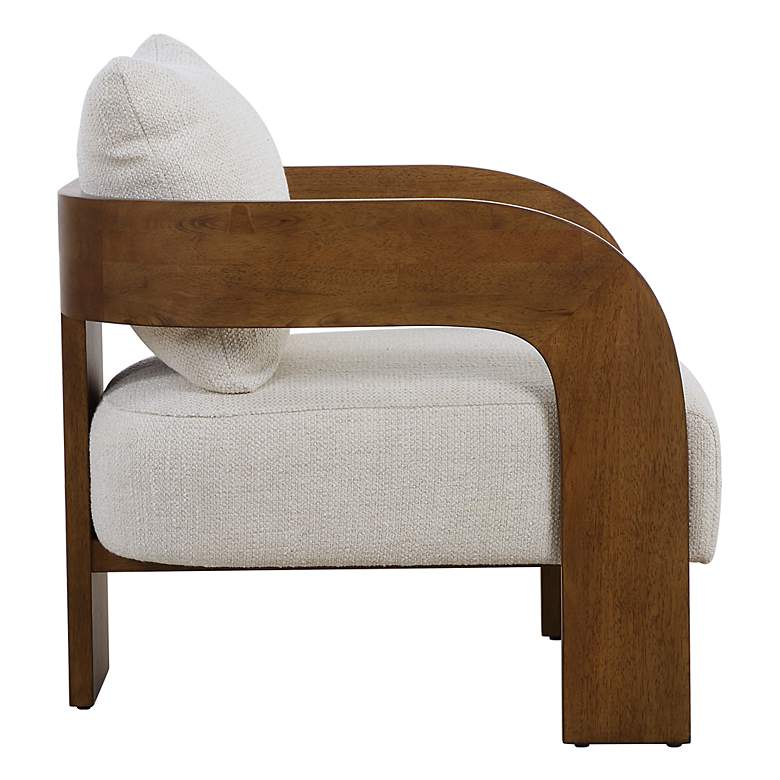 Image 4 Uttermost Rowan Ivory Fabric and Oak Wood Accent Chair more views