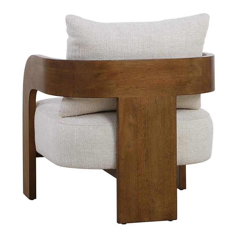 Image 5 Uttermost Rowan Ivory Fabric and Oak Wood Accent Chair more views