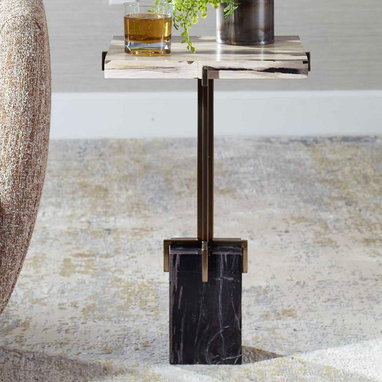 Image 1 Uttermost Rowman 22.4" High Wood and SS Accent Table