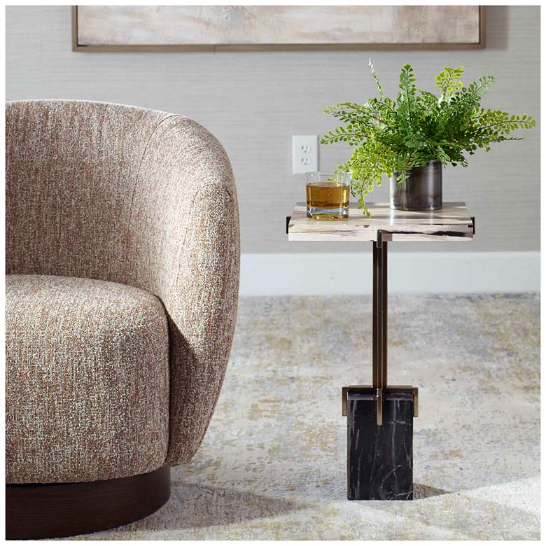 Image 3 Uttermost Rowman 22.4" High Wood and SS Accent Table more views