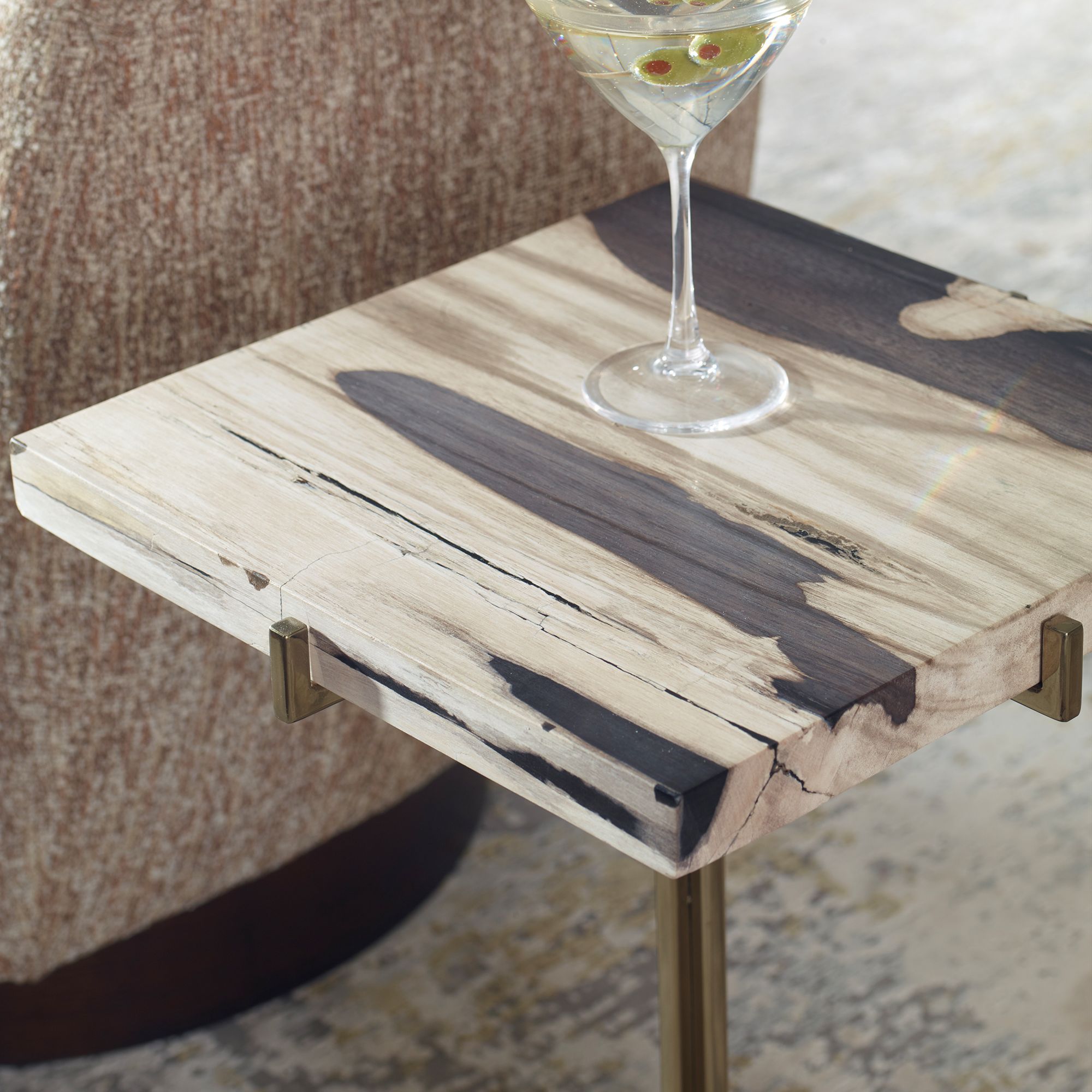 Uttermost Rowman 22.4" High Wood and SS Accent Table