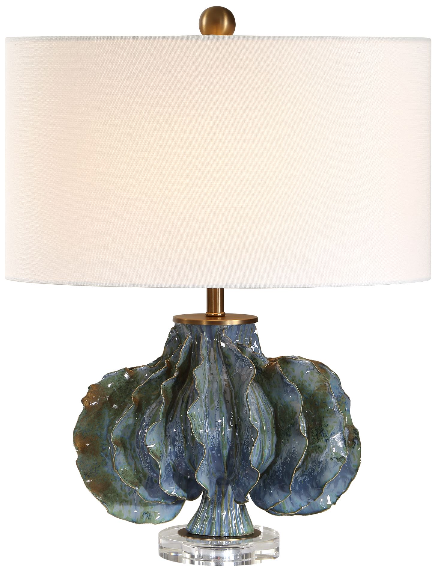 Image 2 Uttermost Ruffle Up 23" Earthy Blue Ceramic Table Lamp