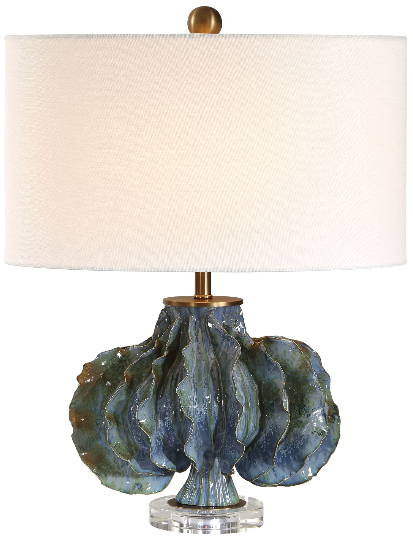 Uttermost Ruffle Up 23" Earthy Blue Ceramic Table Lamp