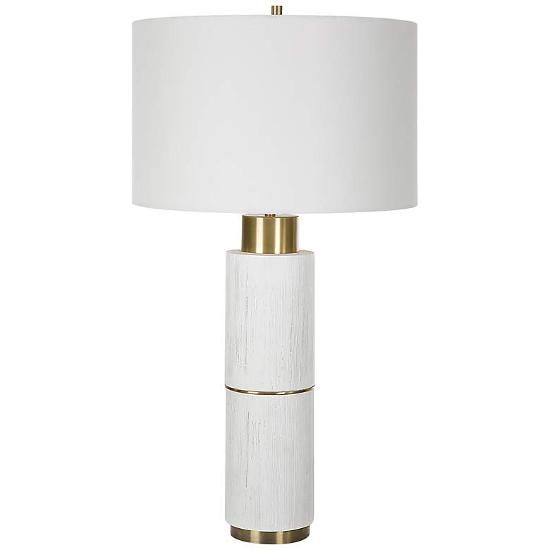 Image 2 Uttermost Ruse 30 inch Textured White-Washed Wood Metal Table Lamp