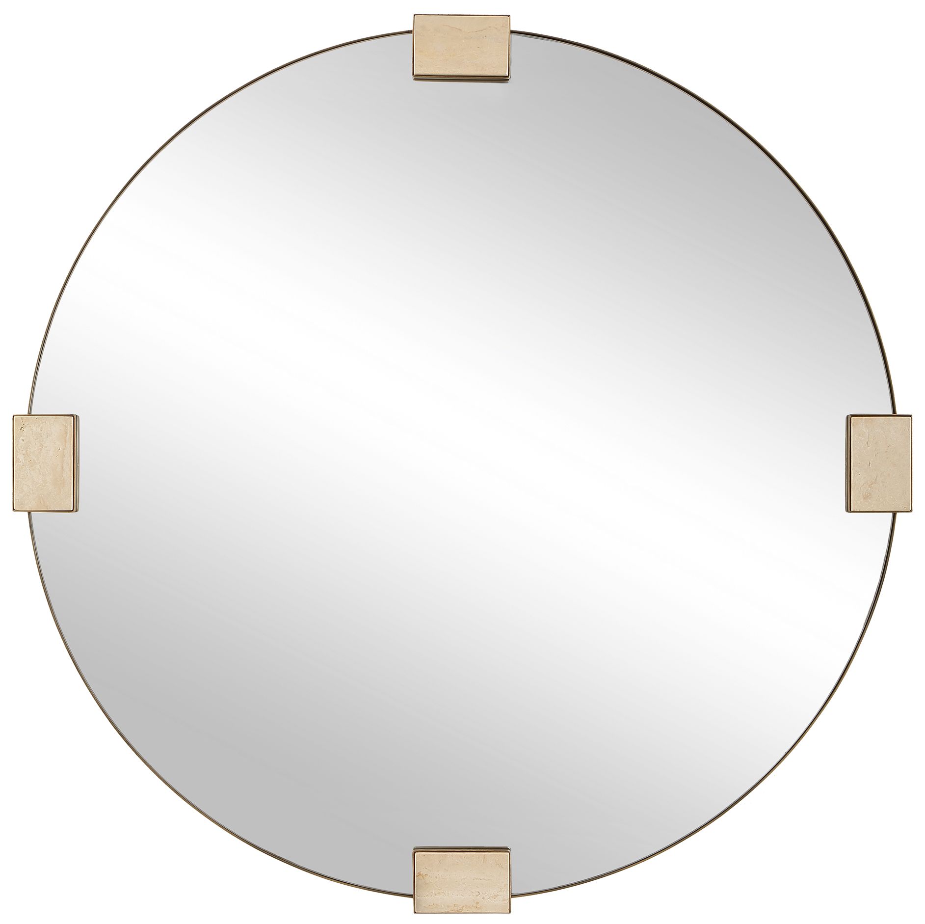 Thumbnail2 of Uttermost Russo Bronze 36 3/8" Round Mirror with Travertine Inlay