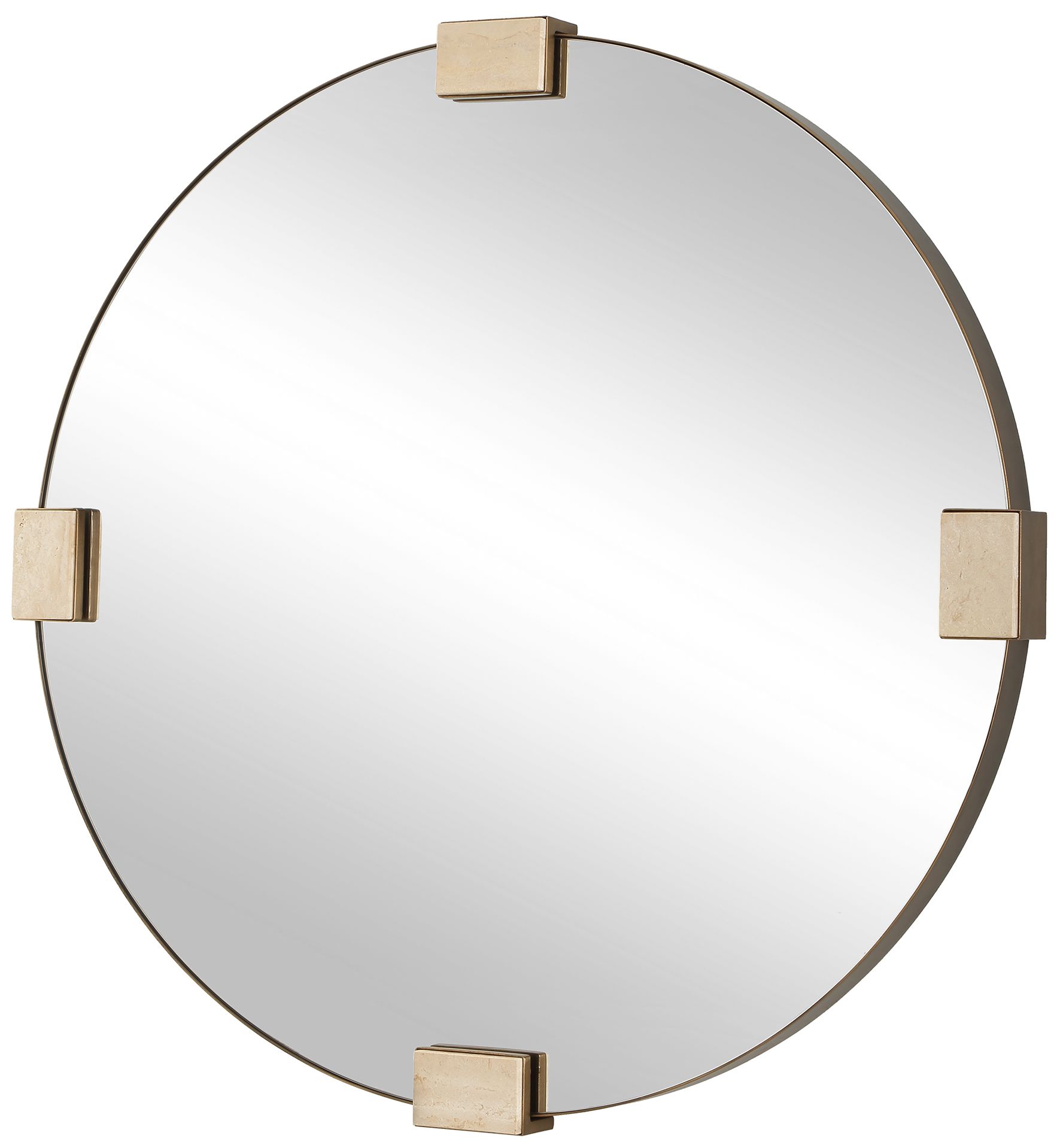 Thumbnail3 of Uttermost Russo Bronze 36 3/8" Round Mirror with Travertine Inlay more views