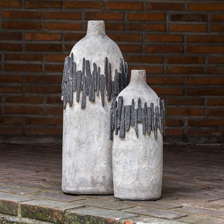 Image 1 Uttermost Rutva Aged Ivory and Aged Black Vases Set of 2