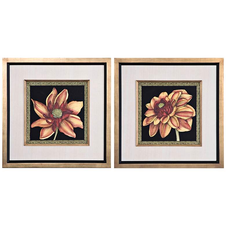 Image 1 Uttermost S/2 Patterned Flowers I, IV Framed Floral Wall Art
