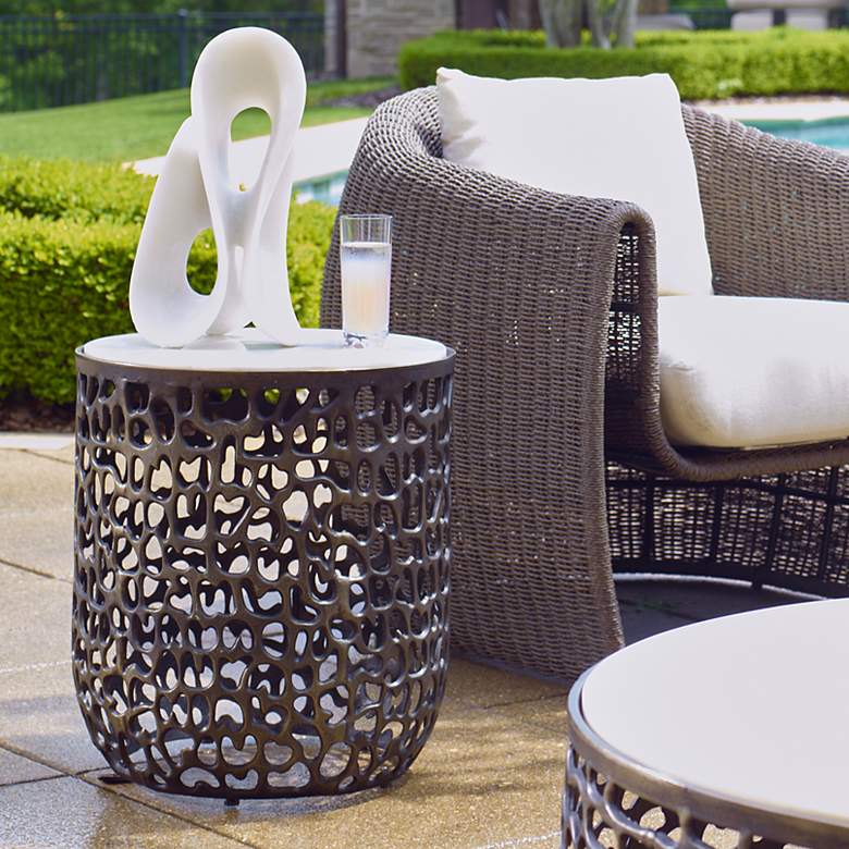 Image 1 Uttermost Sabena 20" H x 18" W Bronze Metal Indoor-Outdoor Side Table