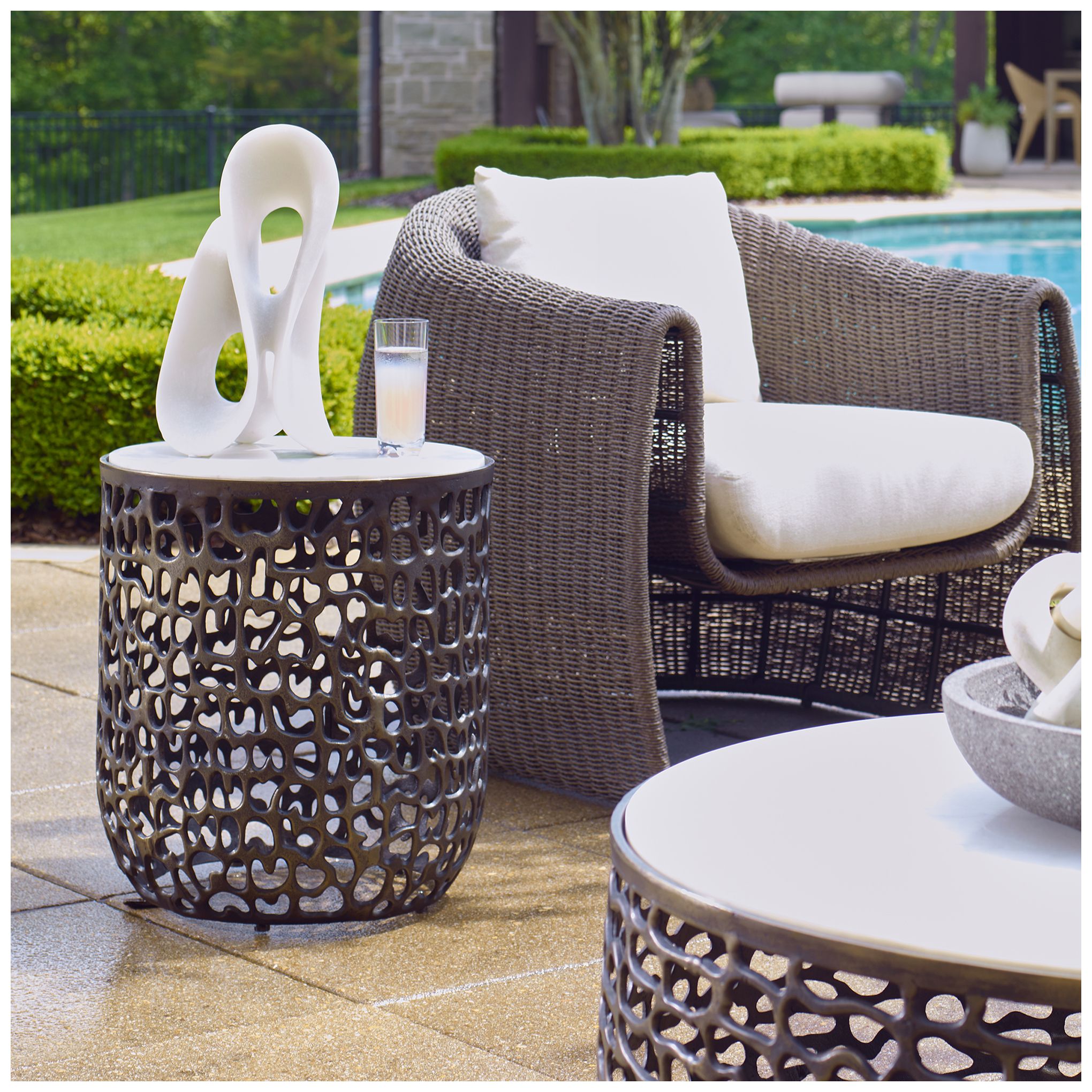 Image 3 Uttermost Sabena 20" H x 18" W Bronze Metal Indoor-Outdoor Side T more views