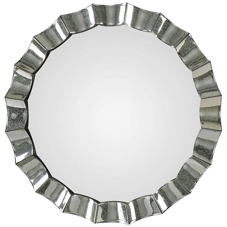 Image 2 Uttermost Sabino Antiqued Mirrored 39" Round Wall Mirror