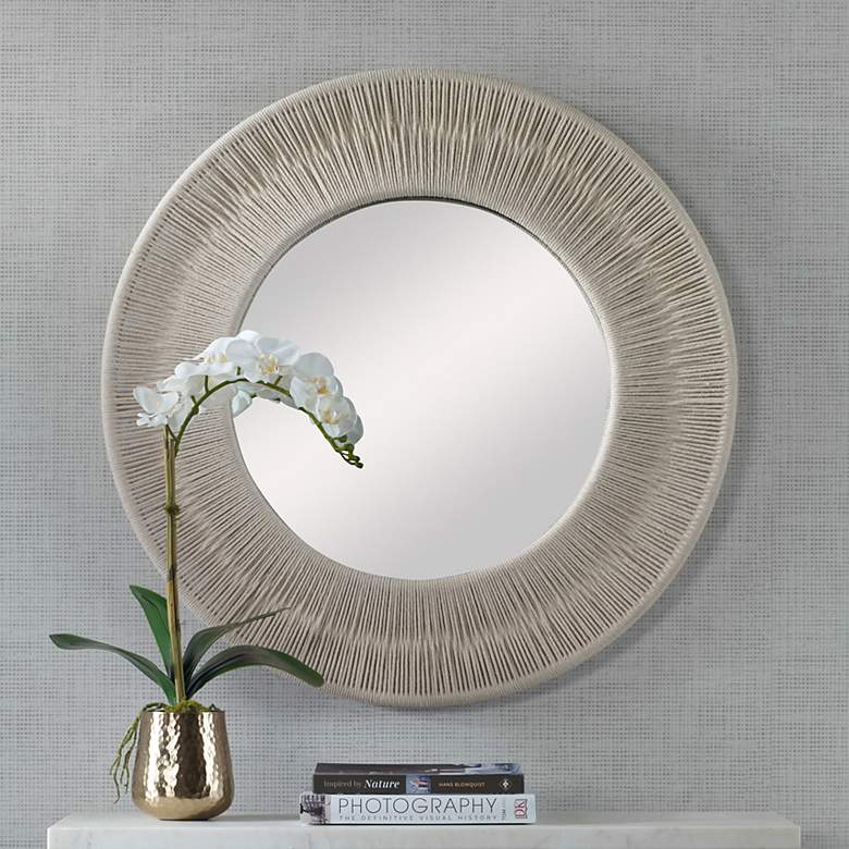 Image 1 Uttermost Sailor's Knot White Rope 33" Round Wall Mirror