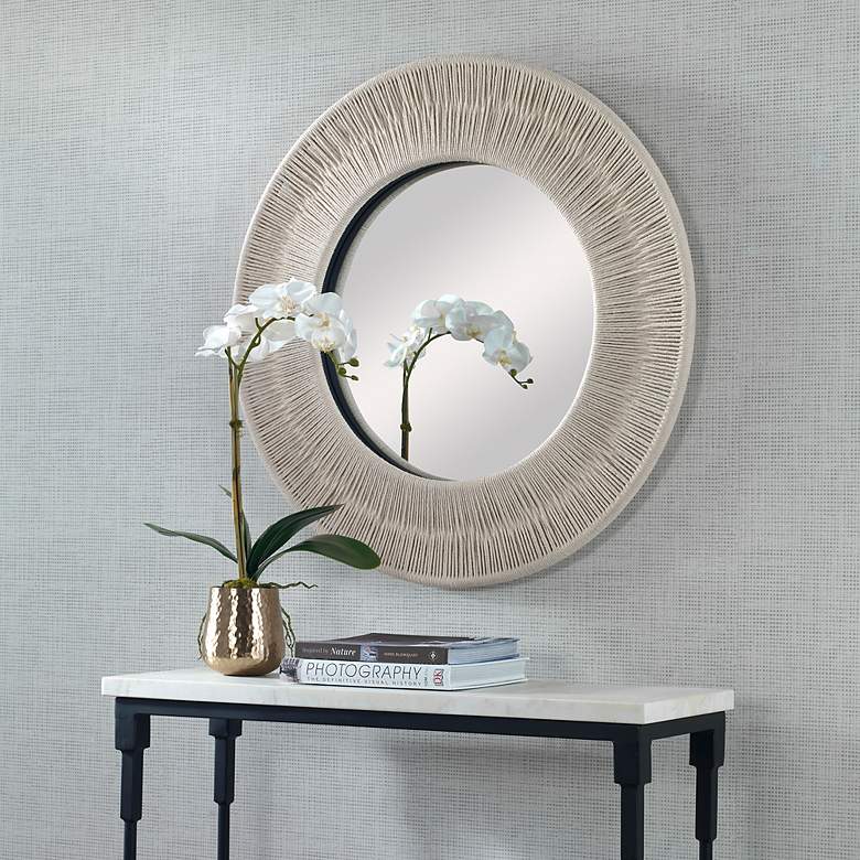 Image 3 Uttermost Sailor's Knot White Rope 33" Round Wall Mirror more views