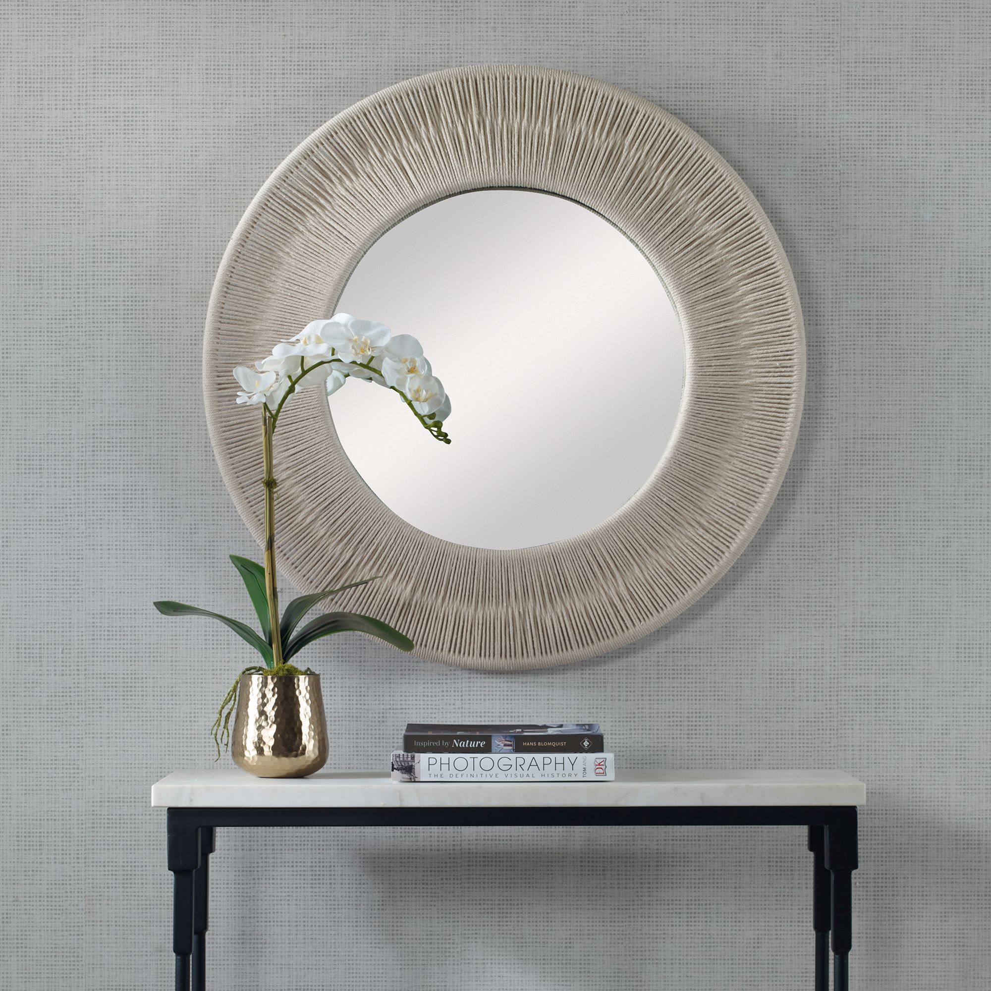 Image 7 Uttermost Sailor's Knot White Rope 33" Round Wall Mirror more views