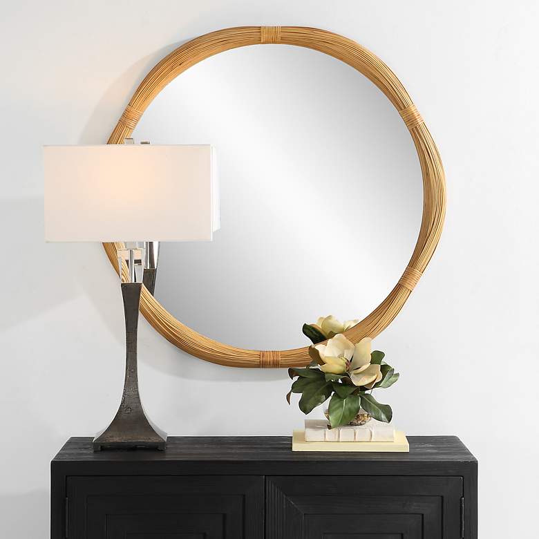 Image 1 Uttermost Salina 39.75" Bamboo Round Wall Mirror