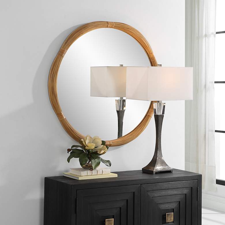 Image 6 Uttermost Salina 39.75" Bamboo Round Wall Mirror more views
