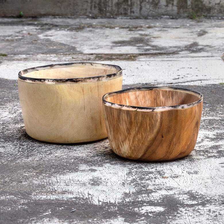 Image 1 Uttermost Saman Natural Suar Wood Decorative Bowls Set of 2