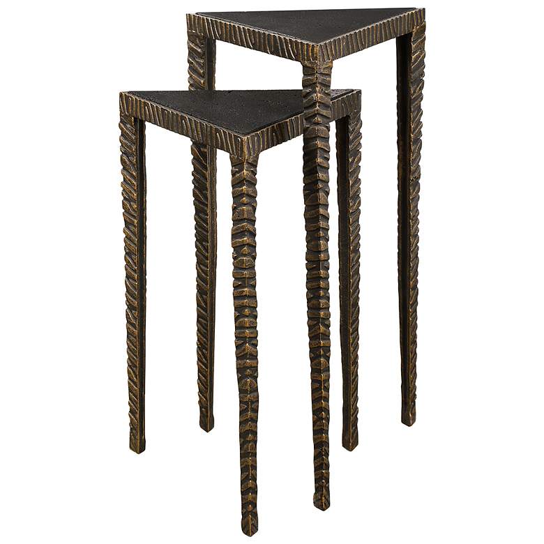 Image 2 Uttermost Samiria Bronze Triangular Accent Tables Set of 2