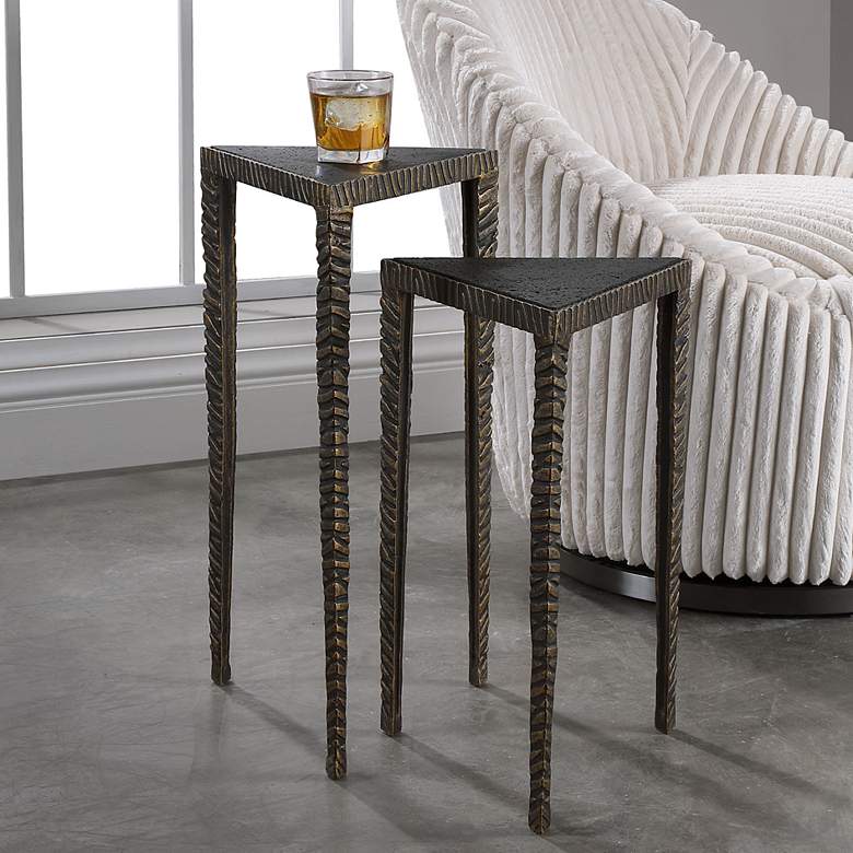 Image 1 Uttermost Samiria Bronze Triangular Accent Tables Set of 2