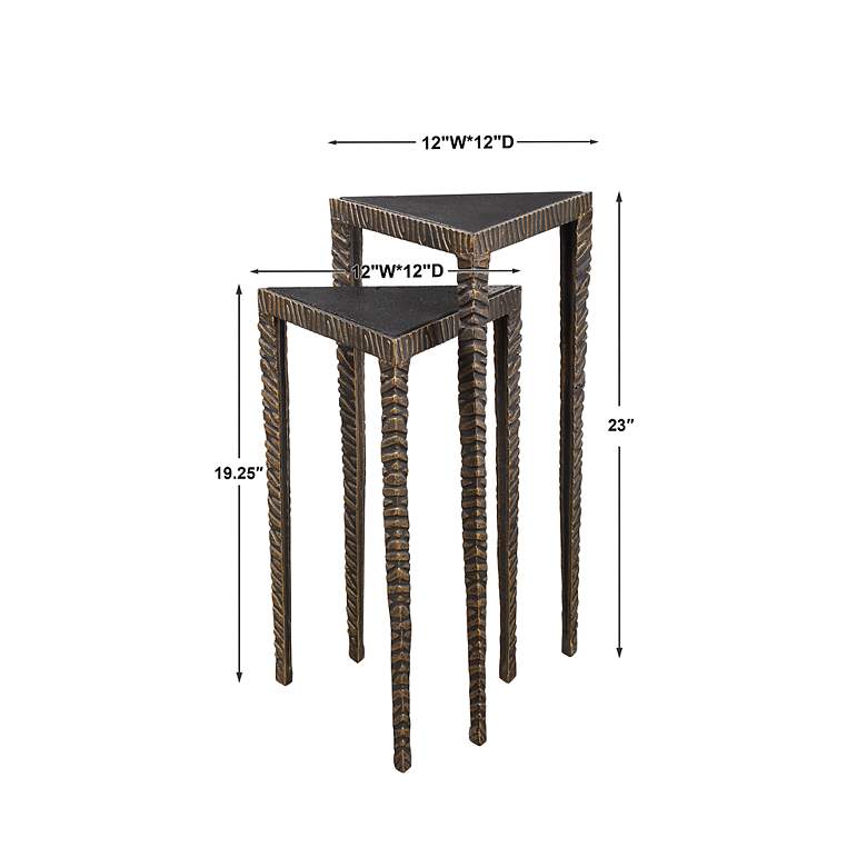 Image 3 Uttermost Samiria Bronze Triangular Accent Tables Set of 2 more views