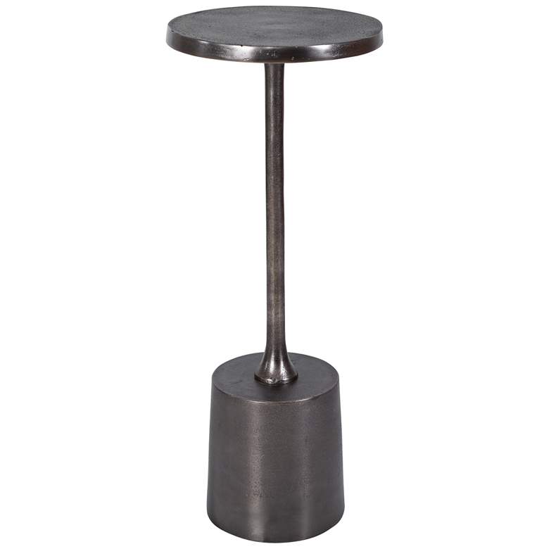 Image 2 Uttermost Sanaga 10" Wide Textured Antique Nickel Modern Drink Table