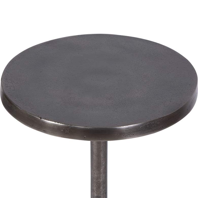 Image 3 Uttermost Sanaga 10" Wide Textured Antique Nickel Modern Drink Table more views