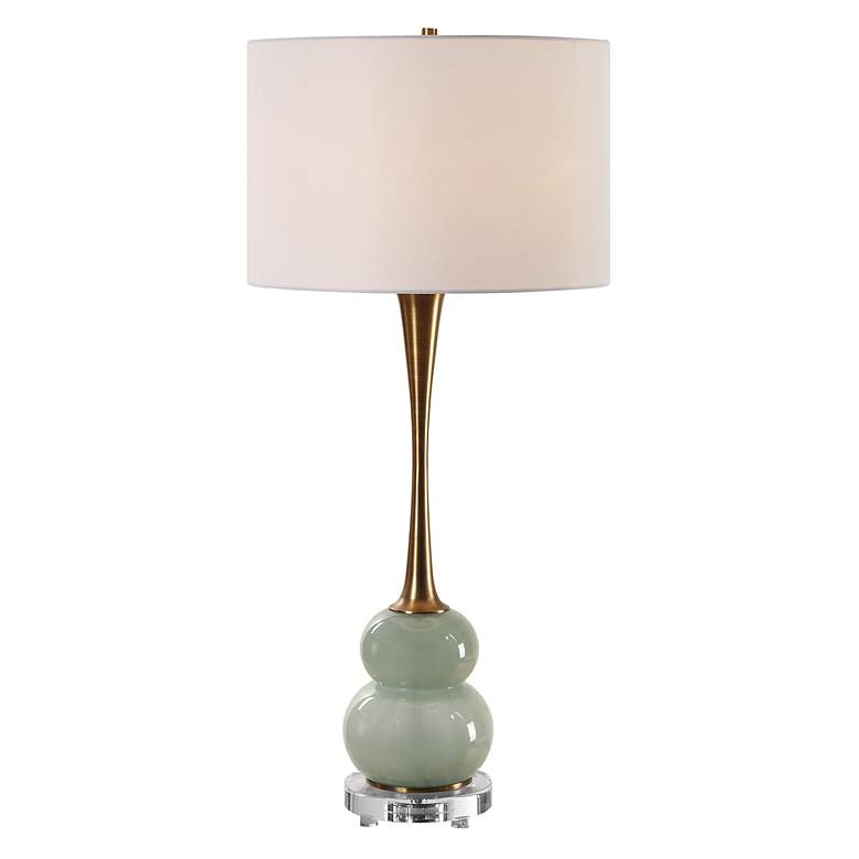 Image 2 Uttermost Sanctuary 35 1/4" Modern Green Glass Table Lamp