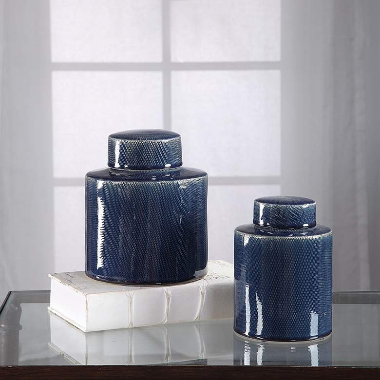 Image 1 Uttermost Saniya Saphhire Blue Ceramic Containers Set of 2
