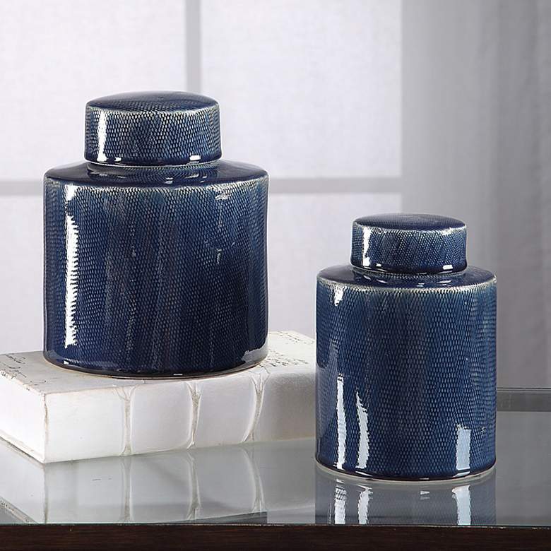 Image 1 Uttermost Saniya Saphhire Blue Ceramic Containers Set of 2