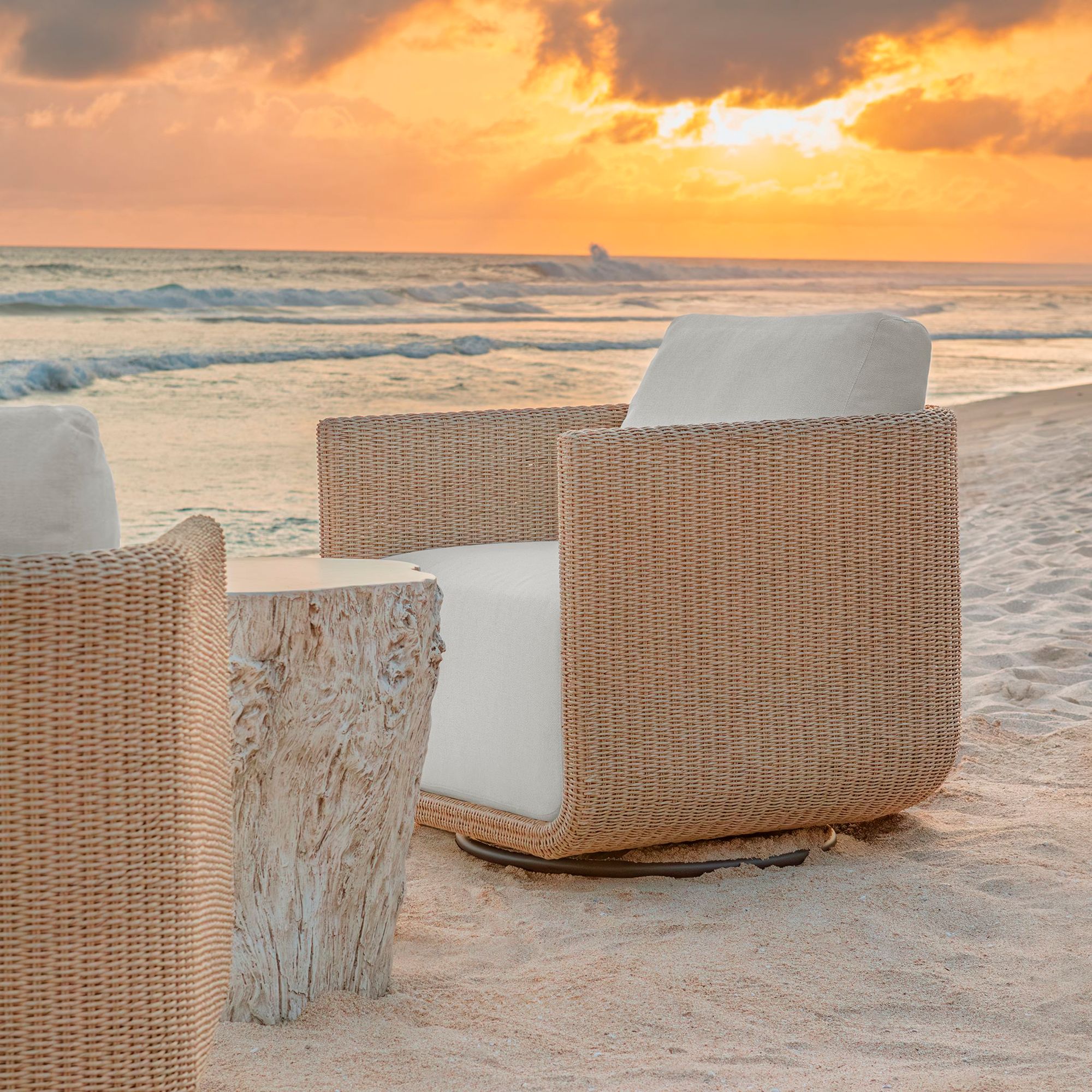 Uttermost Santorini Honey Wicker Outdoor Swivel Lounge Chair
